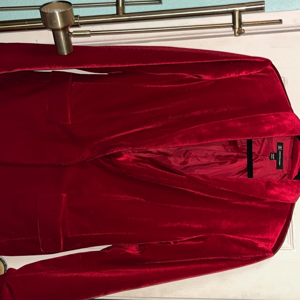 Red velvet blazer